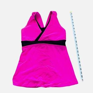 Lululemon Raspberry Glo Light Black Surplice Deep V Athletic Work Out Tank Top 6